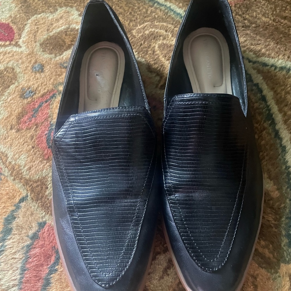 Vince Camuto Black Textured Loafers